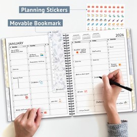 CRANBURY Daily Planner 2025-2026, 8.5x11 Appointment Book, 15-Min Hourly Scheduler, Use Now to June 2026, Academic Planner Calendar Agenda, Colorful Tabs, Premium Paper (Floral)