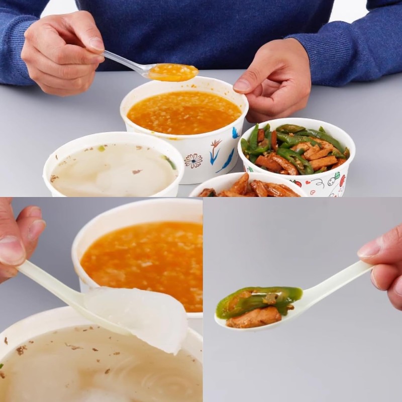 50 PCS Disposable Clear Plastic Asian Soup Spoons - Tasting