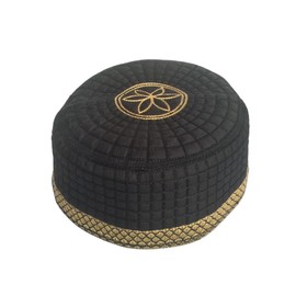 IMAHAM: HANDCRAFTED FLOWER Unisex Kufi Muslim Men Prayer Cap Ramadaan Caps Eid Handmade Kufis Namaz (Black) Hat Beanie (US, Alpha, X-Large, Black)