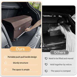 XCF Car Trunk Organizer for SUV Car Trunk Storage Organizer with Lid and Sturdy Handle Collapsible Trunk Organizer for Truck, Sedan, Van (Brown, 27.1 x 11.4 x 12.2in)