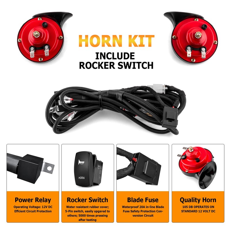WeiSen 2 Pack UTV/ATV 12V Horn Kit with Rocker Switch