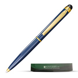 Monteverde USA Poquito Stylus Pen - Classic Blue | Compact Metal Ballpoint Pen with Capacitive Stylus | Refillable with D1 Standard International Mini Ballpoint Refills