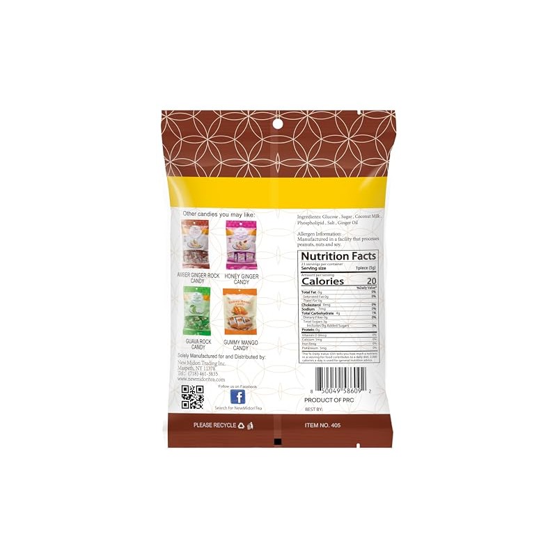 GT Coconut Ginger Rock Candy, 4 Ounce Bag, 1 Pack