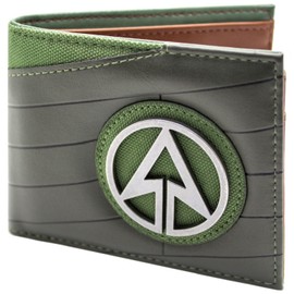 DC Green Arrow Oliver Queen Archer Suit Metal Badge Wallet Bi-Fold ID & Card Holder, Green