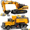 LerBao 2 Pack Large Construction Engineering Truck Toys,Moveable Claw Excavator