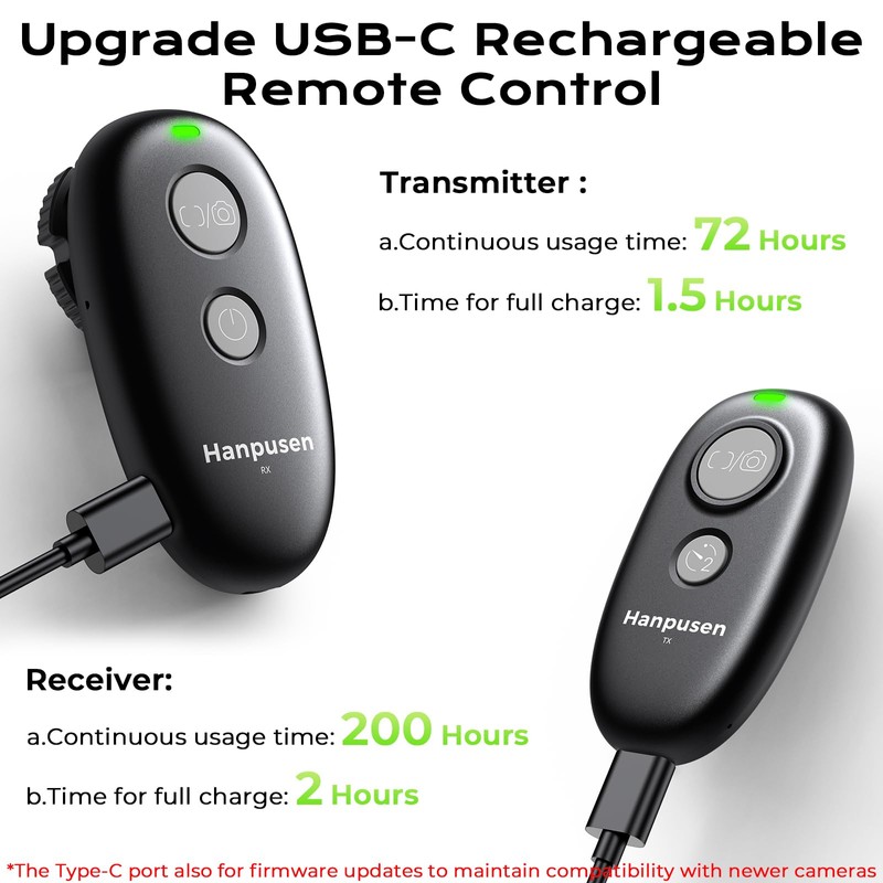 Hanpusen Rechargeable Camera Remote Shutter Release for Canon
