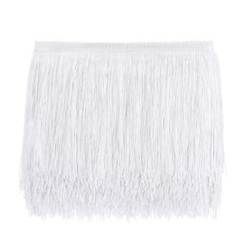 AWAYTR 10 Yards Sewing Fringe Trim - 12in Wide Tassel for DIY Craft Clothing and Dress Decoration (White, 12 Inches Wide)