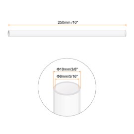 Rebower 10" Clear Plastic Rigid Pipe 8mm x 10mm(5/16" x 3/8") Acrylic Tube Round Polycarbonate Tubing, [for Plumbing, Hydraulics, Aquarium, DIY] - 2Pcs