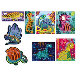 Janod - From 4 years old - Creative Kit - Dinosaur Mosaics - Calm Workshops - Creative Leisure - Dexterity and Concentration - J07903
