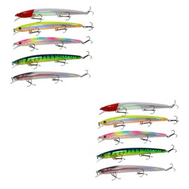 BESPORTBLE 5pcs Fishing Baits Floating Lures for Freshwater and Fishing Colorful Fish Attracting Designs Black Yellow Back Pattern Green Red