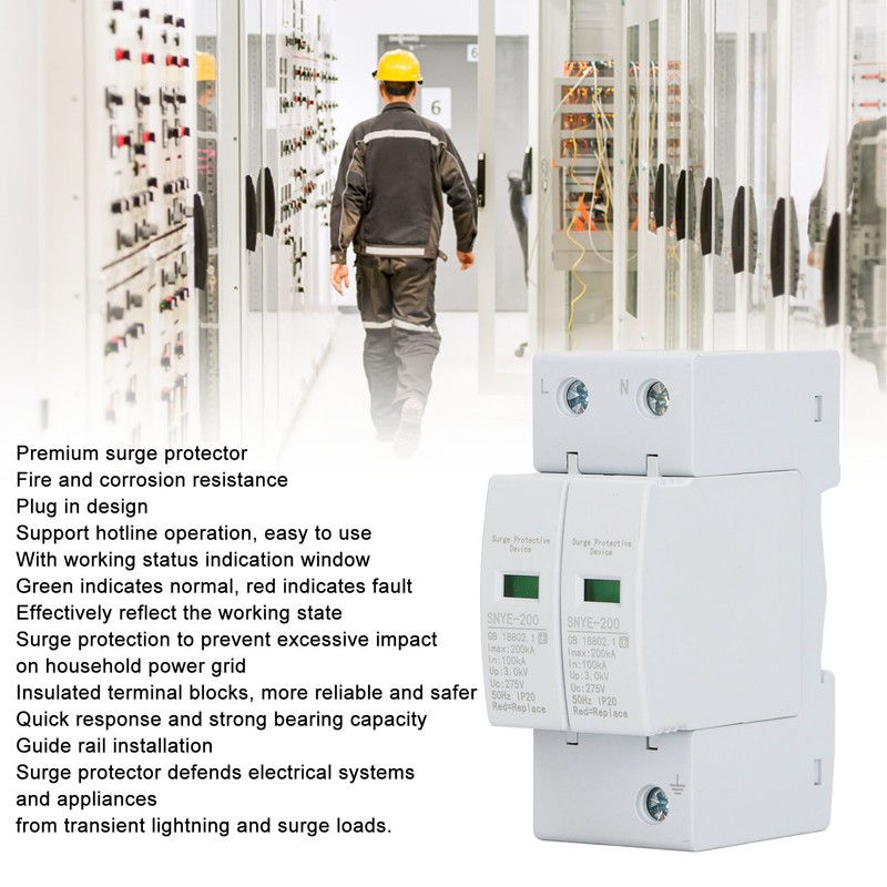 Surge Protector PC Shell Visual Window Insulated Terminal Plug in