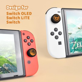 DLseego Thumb Grip Caps for Switch/Switch/Lite/Switch OLED,Switch Joystick Cover Cool Switch Button Caps Switch Thumb Grip Covers-Black Wings + Stripes