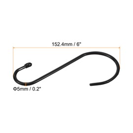 PATIKIL 6" S Shaped Hooks, 6 Pack Multipurpose S Hanging Hooks for Hanging Items in Your Home, Garage, Workshop, Black