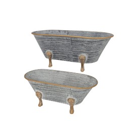 Decorative Metal Bathtub Planters Set of 2