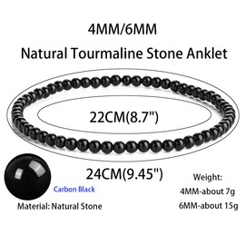 EUMENIDES Women's stone anklet, tiger's eye anklet, tourmaline, obsidian anklet, agate anklet, 9.45 inches, 6 mm/4 mm, Stone