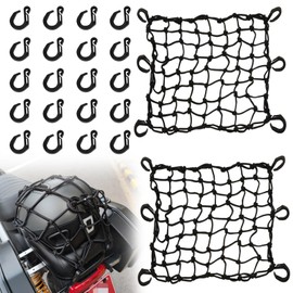 2 Pack Motorcycle Cargo Net, Heavy Duty Bungee Net for Helmet, Small Elastic Mesh, Luggage Cargo Nets with Adjustable Hooks, Elastic Cargo Mesh for Motorbike, ATV