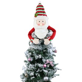 Santa Christmas Tree Topper Xmas Tree Doll Decorations Santa Claus Snowman Reindeer Tree Top Hugger Novelty Xmas Decor Ornaments Party Decor for Xmas Tree Home Fireplace Table Ornaments Decorations