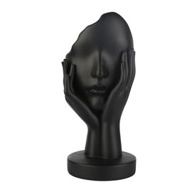 Vintage Resin Art Black Thinker Statue – Modern Minimalist Abstract Sculpture, Elegant Home Decor for Living Room, Office, Desk, Shelf, TV Stand, Bookshelf, Bathroom (5.51"x5.12"x11.81")