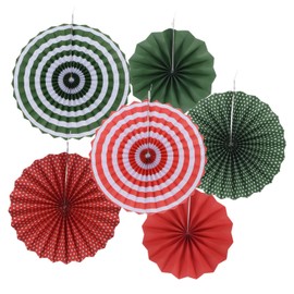 PATIKIL 8"/12"/16" Paper Fans Hanging Decoration, 6 in 1 Set Round Honeycomb Fans for Birthday Wedding Graduation Events Party, Red Green