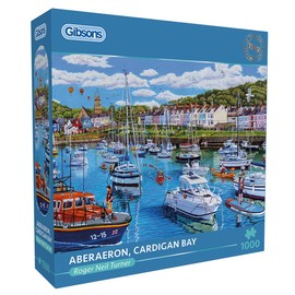 Gibsons Aberaeron Cardigan Bay 1000 Piece Jigsaw Puzzle Boats Wales Landscape Artwork Sustainable Jigsaw Puzzle for Adults Teens Premium 100% Recycled Board Great Gift | Gibsons Games