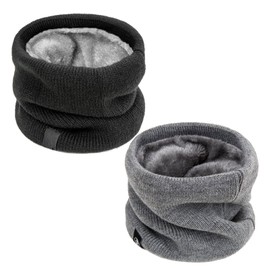 AYNKH Winter Neck Warmer, Windproof Fleece Lined Scarf, Knitted Stretchy Infinity Scarf, Thicken Tube Scarf for Men Women