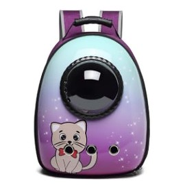 Pet Carrier Backpack with Bubble Window, Astronaut Design, Mint Purple with Cat Pattern