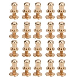 Juego de 20 tornillos remache 7x5mm, clavos de fijación cobre, cabeza redonda punto, para cinturón cuero libro álbum(Oro)