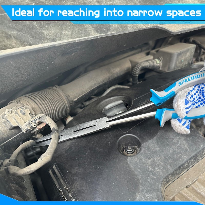 SPEEDWOX 13-Inch Double-Joint Flat Nose Pliers - Dual Pivot, Extra