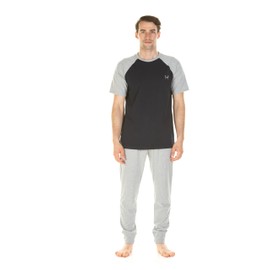 Haigman Men's Jersey Cotton Rich PJ Set (XXL, 120-125cm/47-49in, Grey/Navy)