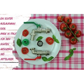 GASMIS Outlet Tap 1/2 Inch Male Thread – Made in Italy – Tap Made of Nickel-Plated Brass for Indoor and Outdoor Use, Includes Hose Connection and Tap Connector, Ball Outlet Valve 3/4 Inch Outlet,