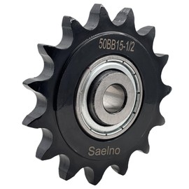 #50 Roller Chain Idler Sprocket Type C 1/2" bore 15 Tooth with Bearing 203KRR2,Hardened Antirust 1045 Steel Drive Sprockets 50BB15-1/2