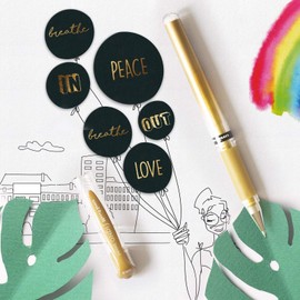 Uni-Ball Mitsubishi Pencil - 3 Rollerball Pens Gel Ink Signo Broad Gold - Tip 1mm - Wide Writing - Creative Roller for Cards and Creative Hobbies