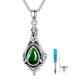 Seiyang Urn Necklace for Ashes 925 Sterling Silver with May Birthstone Cremation Jewelry Keepsake Ashes Pendant Necklace Memorial Jewelry for Women Loved One