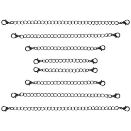 Pack of 8 Black Chain Extenders, 4 Sizes Stainless Steel Extension Chain, Bracelet Extension to Extend Your Necklaces and Bracelet for Women