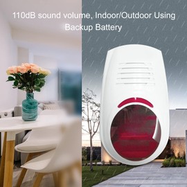 Wolf Guard JD-W03 Wireless Strobe Siren Alarm 110 dB Waterproof Outdoor for Security Burglar Alarm for Business Home Shop Hotel School