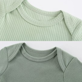 MAMIMAKA Baby Boys Girls Bodysuits Green Cotton One-Piece Vest,9-12 Months