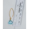 Aquamarine Blue Quartz Trillion 14k Gold Plated Sterling Silver Earrings