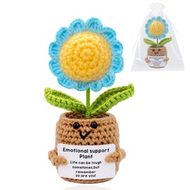 YUXIYAN Positive Daisy Crochet Flowers Gifts,Emotional Support for Women Mom Friends Coworkers Teacher Christmas,Birthday,Wedding,Thank You,Encouragement Gifts for Office Desktop Home Car Decor