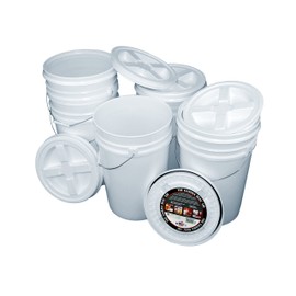 ELLASSAY Bucket Kit, Five 6-Gallon White Buckets with Gamma Seal Lids