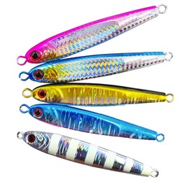 HAMILO Metal Jig, Luminous, Jigging Lure, Sea Bass Fishing, 5-Color Set (80g)