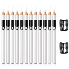 Lexziuo 12PCS White Barber Pencil for Lineup & Beard, Hairline Pencils for Men Women, Professional Eyebrow & Facial Hair Styling with 2 Built-in Sharpeners