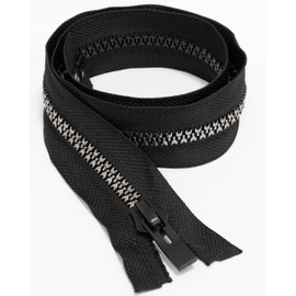 AERZETIX - C64191 - Zip No. 8-65 cm Separable Self-Locking - Decorative Pendant Made of Metal - Colour Black and Silver - Mesh Slider Haberdashery Clothing Sewing