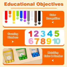 FlameFlash 3 in 1 Montessori Toys Counting Number Puzzle, Magnetic Color & Number Maze, Color Matching Learning Counting Game for Boys Girls 3 4 5 Years Old, Preschool Math Learning Toys for Toddlers