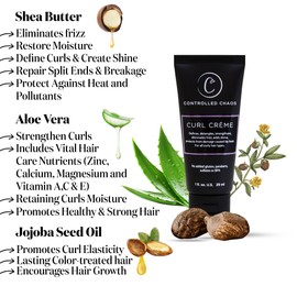Controlled Chaos Curl Cream for Curly Hair Defining Cream with Shea Butter for Long Lasting Frizz Free Curls – Sulfate & Paraben Free Aloe Vera Curling Cream for Wavy Hair, Made in USA(1oz)