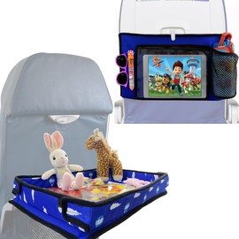 Kids Travel Tray Table Cover, Baby Travel Essentials for Flying, Air Plane Travel Essentials, Airplane Tray Table Cover (Blue)