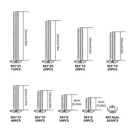 530 Piece M3 Screw Set, Pan Head Screws Nuts Set, Phillips Round Head Screws and Nuts Set, Machine Screws with Nuts Assortment Set, Thread Screws Set, Phillips Screws Kit