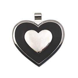 LuckyPet Pet ID Tag - Heart Shaped Jewelry Tag - Dog Tag & Cat Tag - Easy to Read Laser Engraving on the Back Side - Size: Small, Color: Black