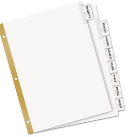 Avery 11124 Insertable Big Tab Dividers, Single 8-Tab Set, Clear-White