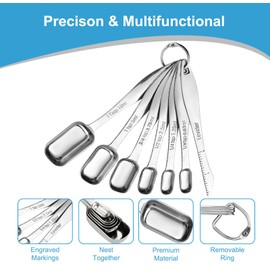Recogwood 22 Piece Measuring Cups and Spoons Set, Stainless Steel Measuring Spoons Set and Stackable Measuring Cup with Lid for Liquid and Dry Ingredients, Cooking Baking Gadgets