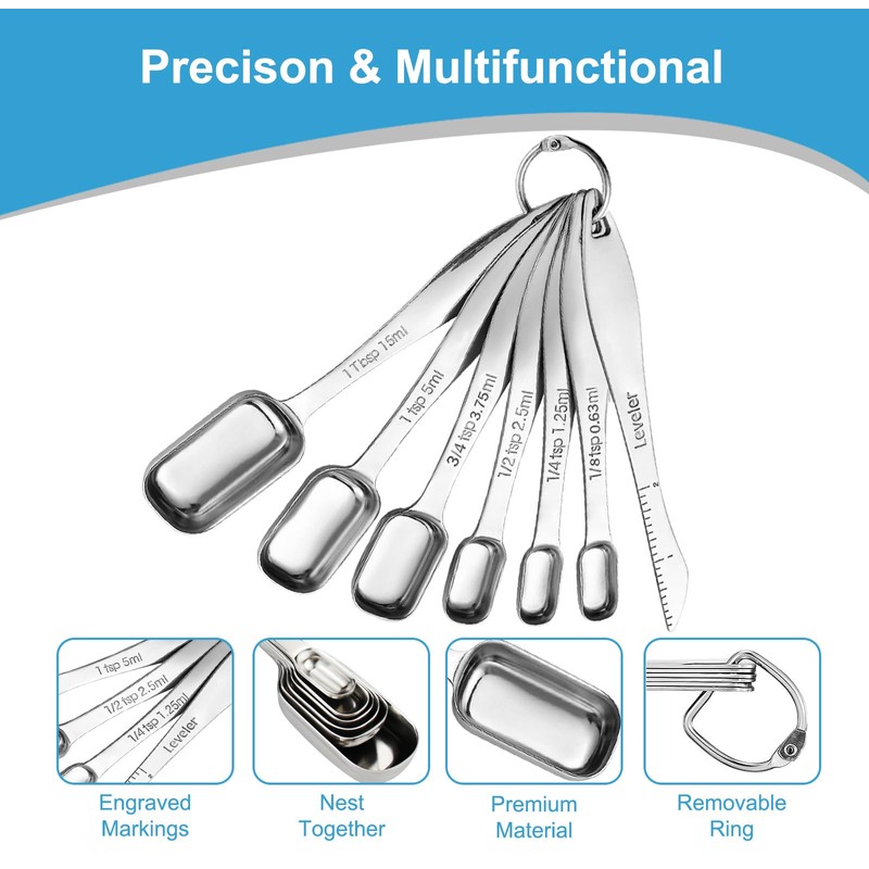 Recogwood 22 Piece Measuring Cups and Spoons Set, Stainless Steel